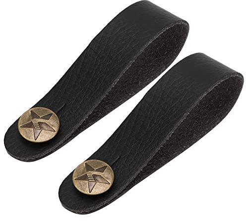 2Pcs PU Leather Guitar Headstock Strap Tie Guitar Neck Strap Button Headstock Adapter Retro for Acoustic Electric Ukulele
