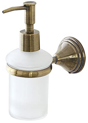Inbagno Porta Dispenser Sapone Liquido da Muro, in Acciaio Finitura Bronzo, Include Kit di Fissaggio Serie Iris