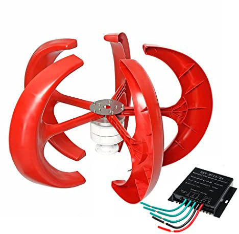 Turbinas de Viento 12000W Turbina eólica de Linterna Vertical, 12V 24V Generador Linterna Kit de Motor de 5 aspas Molino de Viento Turbina de Carga de energía para Acampar en casa (con Controlador) (
