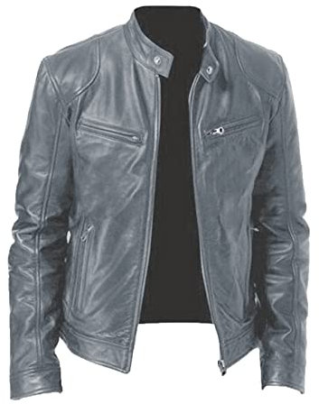 XOMART Giacca In Pelle Sottile Da Uomo Con Colletto Rialzato Primaverile E Autunnale Giacca In Pelle Da Motociclista Con Decorazione Tascabile