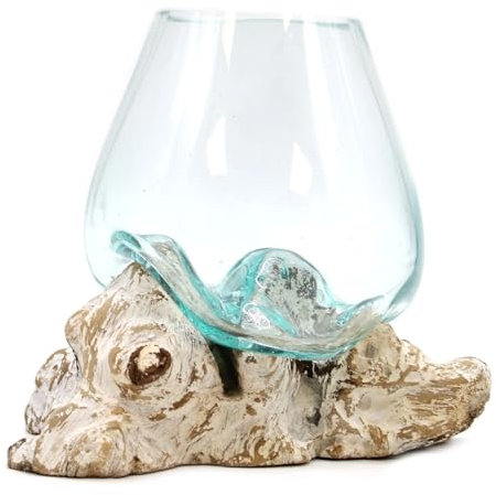 Molten Glass On Whitewashed Wood, handmade in Bali