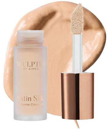 Sculpted by Aimee Satin Silk Longwear Concealer | Lightweight, Hydrating & Long-Lasting Concealer for Dark Circles, Blemishes and Pigmentation, Golden 4.0