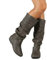 ticticlily Stivali Donna Pelle Piatta Stivali Morbido Camoscio Autunno Inverno Stivali Caldi Classico Donne Tacco Basso Stivali Alti da Donna A Grigio 37 EU