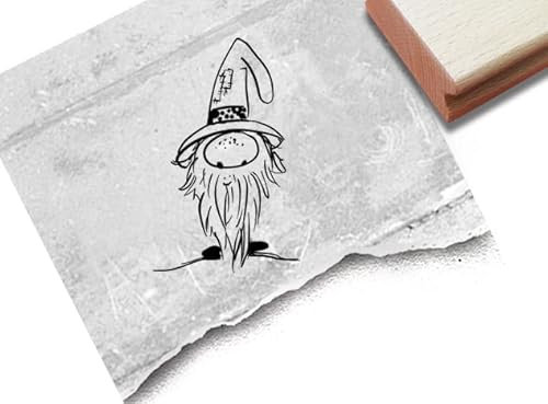 Stempel Wichtel Waldwichtel - Süßer Motivstempel Wald Gnom Zwerg Wichtelstempel Karten Basteln Deko Geschenk für Kinder Scrapbook - zAcheR-fineT (groß ca. 36 x 57 mm)