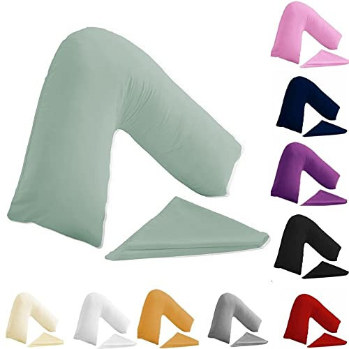 Buzzbuy V-förmiger Kissenbezug, 100 % Polyester-Baumwolle, Rücken- und Nackenstütze für orthopädische Schwangerschaft/Stillen, nur Kissenbezug (Duck Egg)