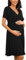Bresdk Chemise de Nuit Allaitement Femmes Enceintes à Manches Courtes Nuisette Allaitement Coton Robe Maternité à Volants Col V Vêtements de Nuit, Manche Courte - à Volants - Noir, XXL