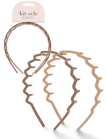 Kitsch Lot de 2 bandeaux en zigzag antidérapants pour femme - Accessoires de mode pour les styles de dos lissés - Bandeau peigne confortable avec dents | Cadeau idéal pour les femmes - Neutre