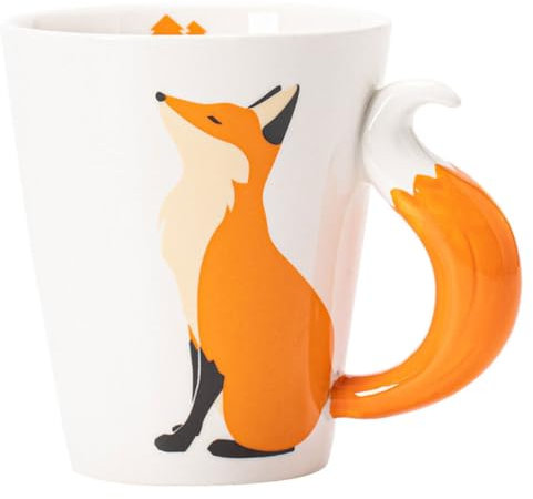 Kichvoe Fox Novelty Ceramic Mug 360Ml Cute Coffee Cup for Office and Home Creative Porcelain Drinking Cup for Tea Water and Milk
