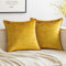 MIULEE 2er Set Samt Kissenbezug Flansch Kissenhülle Dekorative Sofakissen Dekokissen Umwickelte Kante Kissenbezüge Zierkissenbezug für Sofa Wohnzimmer Schlafzimmer 40x40 cm Golden Luxuriös