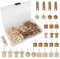 133pcs Holz Pinnadeln, Pinnwandnadeln mit Aufbewahrungsbox, Reißnägel Clip Reißnägel Runder Kopf Reißnägel Hakentyp Reißnägel Pinnwandnadel für Büro Schule Zuhause, 6 Stile