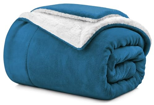 Aspire Homeware Sherpa Fleece Blanket Reversible Plush Soft Fluffy Fleece Blankets Thick Bed Throws Microfiber Throw for Sofa (Teal, Double (150 x 200 cm))