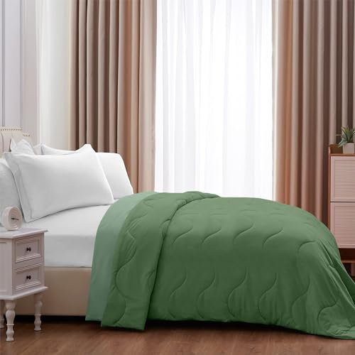 IlGruppone Trapunta Invernale Piumino Tinta Unita Double Face Caldo Piumone Prodotto Italiano Imbottitura Coperta Anallergica Traspirante - Salvia-Verde - Piazza e mezza