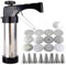 Gebäckpresse für Spritzgebäck Edelstahl Spritzgebäck Presse, Teigspritze Tragbar Spritzgebäck Maschine Kekspresse zum Backen mit 13 Schablonen und 8 Tüllen Plätzchenpresse (Gebäckpresse)