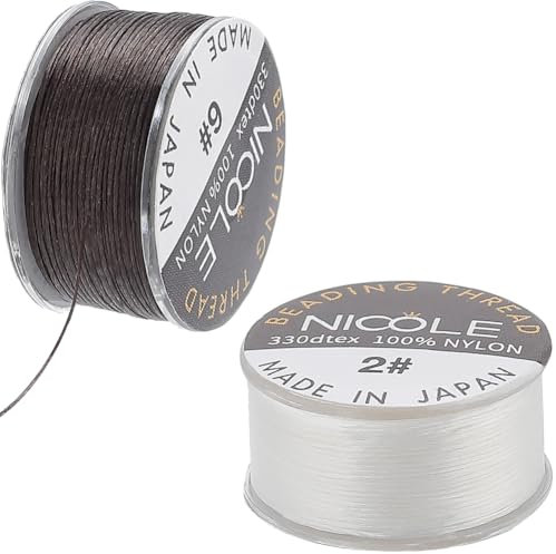 SUNNYCLUE Filo per perline in nylon intrecciato da 0,1 mm, 91,4 m, colore bianco e nero, per braccialetti e per la realizzazione di gioielli, braccialetti