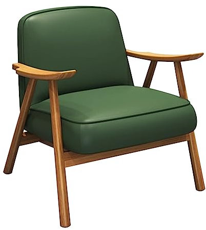 CUNTO Mid-Century Modern Accent Chair Sessel, Holzrahmen-Sessel, Kunstleder, moderner Lounge-Sessel für Wohnzimmer, Schlafzimmer, Balkon (Farbe: Grün)