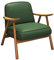 CUNTO Mid-Century Modern Accent Chair Sessel, Holzrahmen-Sessel, Kunstleder, moderner Lounge-Sessel für Wohnzimmer, Schlafzimmer, Balkon (Farbe: Grün)