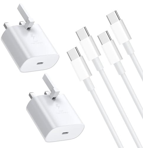 2 PACK 25W Samsung Phone Fast Charger USB C Plug and Cable USBC to Type C 1M for Samsung Galaxy Charging S24/S23 Ultra/S22/S21/S20 FE/A54/A53/A55/A52s/A34/A33/A35/A32/A14/A15/A13/A12/A16/A20E