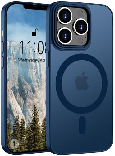 Andwing für iPhone 12 Pro Max Hülle Magnetisch [Kompatibel mit MagSafe] Matt Anti-Fingerprint Schutzhülle – Stoßfest Militärstandard (MIL-STD-810G), rutschfest für iPhone 12 Pro Max-Dunkelblau