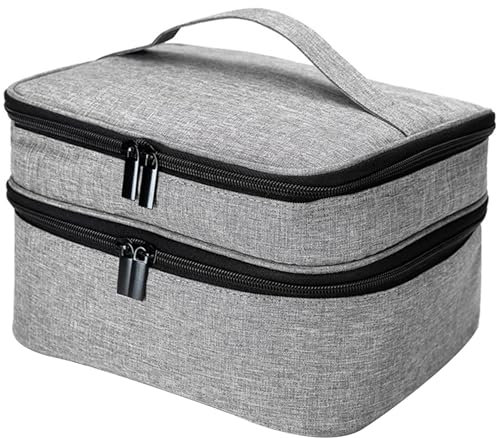 Nagellack Tragekoffer Nagellack Organizer fasst 30 Flaschen (15 ml) Nagellack Aufbewahrung 2 Schichten abnehmbare Nagel Set Tasche mit verstellbaren Trennwänden für Maniküre Set Grau