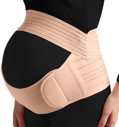 Ceinture pour Grossesse Ceinture Grossesse Femme Enceinte Ceinture Grossesse Respirante Réglable 3 en 1 Ceinture de Grossesse pour Femme Enceinte Soutient la Taille et le Dos (Couleur de Peau)