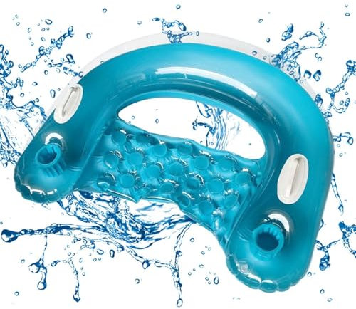 Aufblasbares Schwimmbett Liege, Luftmatratze Pool U-Sitz Aufblasbarer Pool Luftmatratze Schwimmsessel,Aufblasbarer Sessel Matratze Pool Schwimmring Mit Getränkehalter