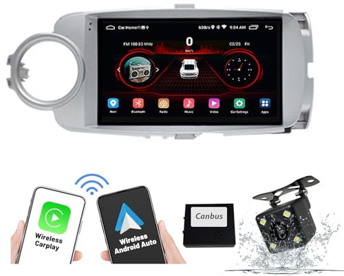 HXSQcar Android 14 Car Radio Navi per T-oyota Yaris LHD (2012-2017) Radio a Schermo da 9 con Supporto per la Navigazione GPS per Auto Carplay Wireless Bluetooth 5.0 HiFi FM 5G-WiFi SWC,M150s