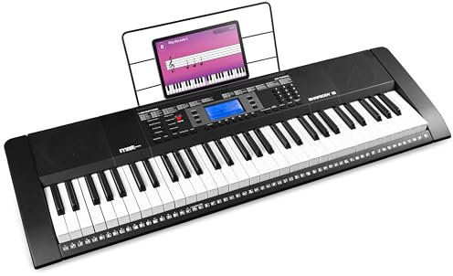 MAX Rhapsody61 Electric Keyboard with Headphones, 61 Keys, Built-In Speakers, 6-Month Lessons, Beginner Electronic Music Piano