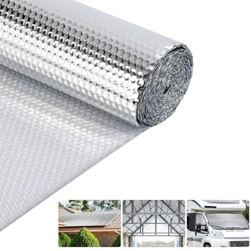 LRHELPBNR Isolierfolie Thermofolie Dach Doppelte Alu-Luftpolsterfolie Dämmwolle Dämmfolie Kälteschutzfolie Fenster Wärmefolie Wärmedämmung, Kälteschutz Verdunklung Isoliertapete(10MM)