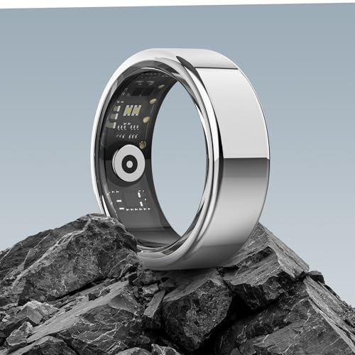 DEKELIFE 2024 Neu Smart Ring Herren Damen, Fitness Tracker Smartring Schlafmonitor Schrittzähler Herzfrequenz SpO2, Fitnessring 100+ Sportmodi IP68 Wasserdicht Smartringe Android iOS, Size 14, Silber