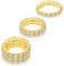 Kucheed 3 Stück Strass Stretchring, Modisches Set mit Stapelbaren Fingerringen aus Kristall, Niedlicher Zehenring Körperschmuck, Diamant Gummiband Ring, Funkelnder Daumen Finger Ring (Gold)