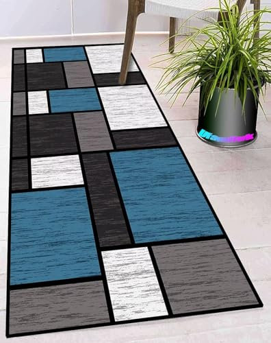 Ufamiluk Teppich Wohnzimmer küche rutschfest waschbar bunt Superabsorbierendes Bad teppiche für Küche Vorzimmer Eingangsbereich Schlafzimmer 70x250cm B