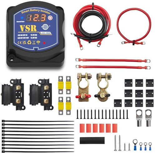 UCkasayfy 3m Trennrelais 12v 140a Zweitbatterie Set Automatisches Batterietrenner Spannungsgesteuertes Relais VSR für Wohnmobil Camper Kfz Auto, Nicht geeignet für Lithiumbatterien