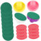 MOBUTOFU 1 Set Air Hockey Pusher Tischspiel Zubehör Mit 4 Paddles Pink Lila Und 8 Stoff Pucks Und 8 Roten Ersatzbällen 64mm Ideal Für Partys Und