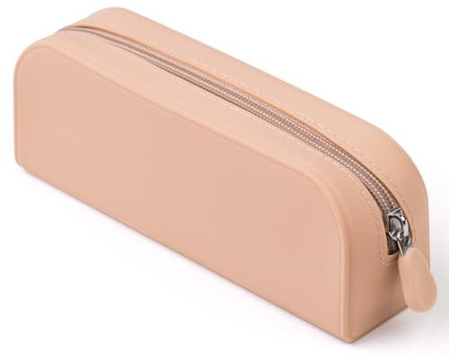 Mrsdry Silicone Makeup Brush Holder Travel Cosmetic Bag, Portable Cosmetic Face Brushes Holder with Zipper, Large Travel Makeup Brush Case, Pink, Classic