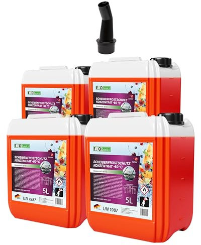 EXO Scheibenfrostschutz Konzentrat bis -60 °C (4x5 L) inkl. Auslaufhahn 45 mm | Scheiben-Enteiser Anti-Frost | Duft: Fruity Bowl 20 L