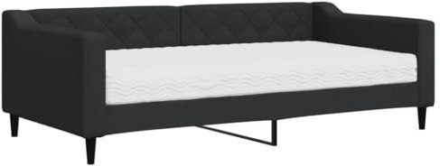 Kangmusi Tagesbett mit Matratze Schwarz 90x190 cm Stoff, kangmusi3197420