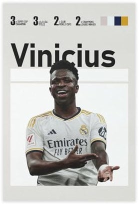 bacrhjlb Vinicius Jr Real Madrid Poster auf Leinwand, Schlafzimmer, Dekoration, Landschaft, Büro, Raumdekoration, Geschenk, 30 x 45 cm