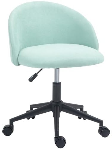 HOMCOM Chaise de Bureau Fauteuil de Bureau en Aspect Velours rotative à 360° Hauteur d'assise réglable Dossier incurvé pour Bureau Bureau Vert