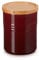 LE CREUSET Steinzeug Mittelgroße Vorratsdose mit Holz-Deckel, Steinzeug, 540 ml, 10 cm, Garnet, 60825549490099