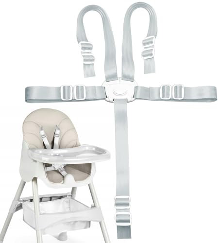 Hochstuhl Gurt, 5 Punkt Gurt Sicherheitsgurt, Sicherheitsgurt Hochstuhl, Ersatz-Sicherheitsgurte für Baby Kinderwagen Hochstuhl, Gurt Hochstuhl, Kindersitz 5 Punkt Gurt für Hochstuhl/Kinderwagen