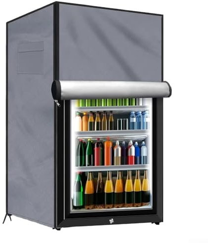Copertura per frigorifero da esterno, 210D, resistente, impermeabile, per proteggere congelatori verticali e frigoriferi per bevande (grigio, 58 x 58 x 142 cm)