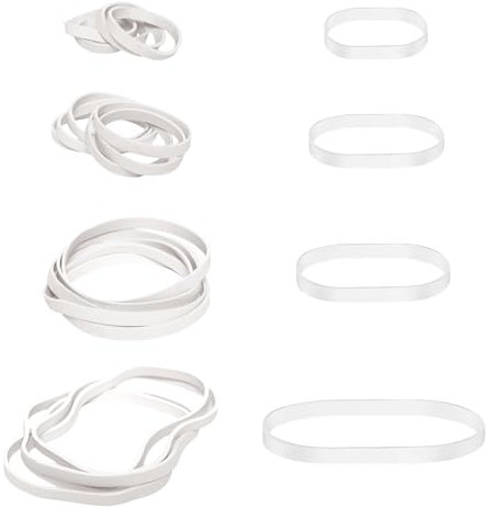 Elastic Bands Heavy Duty 80Pcs Thick rubber bands Natural Strong Money Elastic Bands Wide Rubber Band Stationary Stretchable Bands for Home School Office Workshop Accessories,White 2.5/4/6/7CM