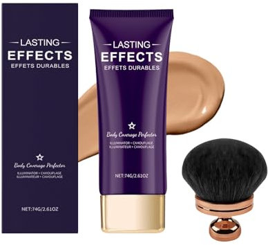 All Over Complexion Perfector with Brush, Tattoo Cover Makeup, Body Coverage Perfector, crema di copertura per vene varicose, correttore per cicatrici, impermeabile, a lunga durata (scuro)