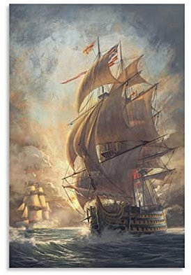 ZZXCHG Kunstwerk Malerei Leinwanddrucke 60x90cm HMS Victory Sports Landscape Office Room Decor Gift Senza Cornice