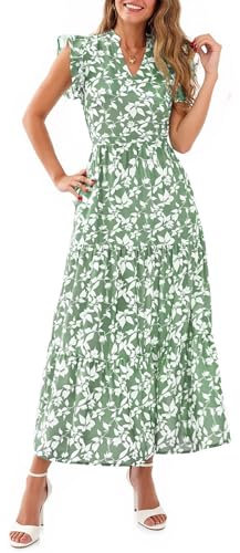 Vestido Invitada Boda Fiesta Elegantes Fiesta Ropa Mujer Verano 2025 Vestido Boho Sin Mangas Coctel Ceremonia Ropa Elegante Tallas Grandes Sexy Prom Dress(Verde,XL)