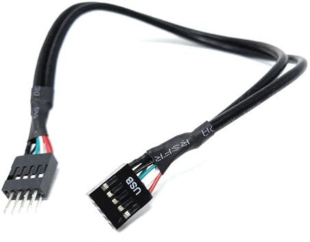 DRUT 9-Pin HD Motherboard Extension Cable – Male to Female 9Pin ATX Connector, 26AWG Double Shielded, Front Panel Header Cable for PC Build & Repair 30CM