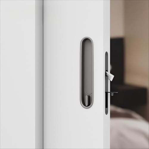 Hoconnie Recessed Pocket Door Handle Sliding Door Lock and Pull Invisible Pocket Door Lock Hidden Edge Pull Mortise Lock 154mm (Grey)