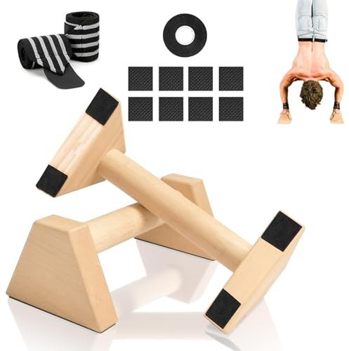 Liegestützgriffe, 2 Stück Liegestützgriffe aus Holz, Push Up Bars, Holz Parallettes, Calisthenics Equipment, für Calisthenics, Fitness, Oberkörpertraining