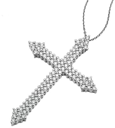 Ayoiow Kette Anhänger Gold Damen Kreuz mit 1-Karat-Diamanten, Kette Gold 750 mit Anhänger für Sie| 18K Weißgold | Trendiger Modeschmuck für Cocktail
