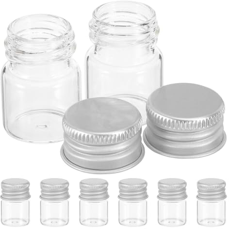 HAMPPLIES 100pièces Lot de Mini Flacons Verre Bouchon à Vis Transparents pour Huiles Essentielles Voyages et Loisirs Créatifs